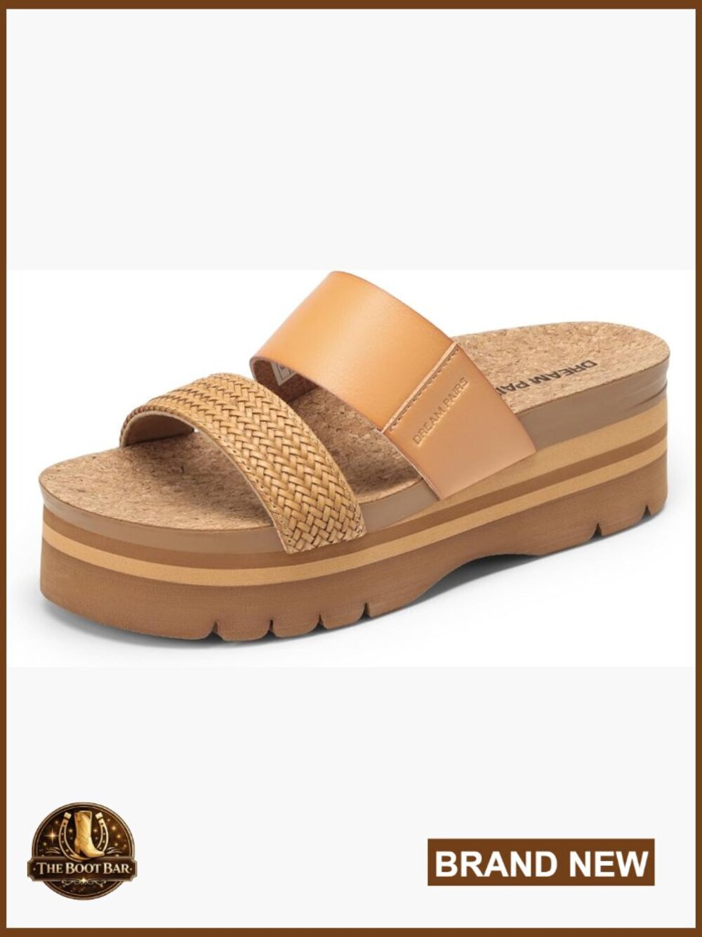 Platform Slide Sandals with Arch Support and Cushioned Footbed